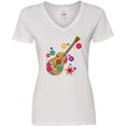 thumbnail image 3 of Inktastic Acoustic Guitar with Colorful Flowers Women's V-Neck T-Shirt, 3 of 5