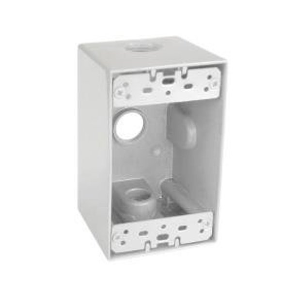 Caja para toma eléctrica Sealproof de 1 módulo, resistente a la intemperie, con 3 orificios