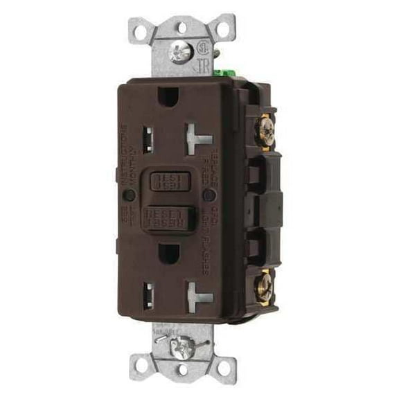 Hubbell Wiring Device-Kellems GFCI Rceptcle, Commer., Brwn, 20A, 1 HP GFRTR20