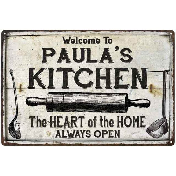 PAULA'S Kitchen Farmhouse Sign 8 x 12 High Gloss Metal 208120033098