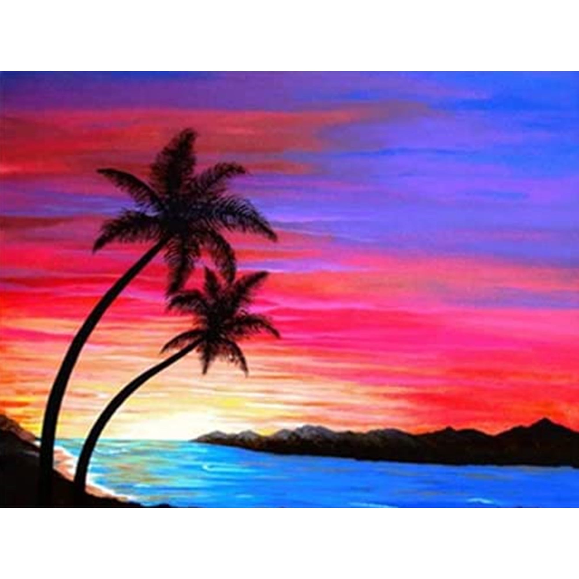 サンセットビーチ絵画海景油絵ヤシの木オリジナルアートサンセットスカイ ショップ Artbykri ポスター 絵 Pinkoi 066 ビーチのヤシの木 キャンバスアート サイズフレーム付 Studiodeiure It