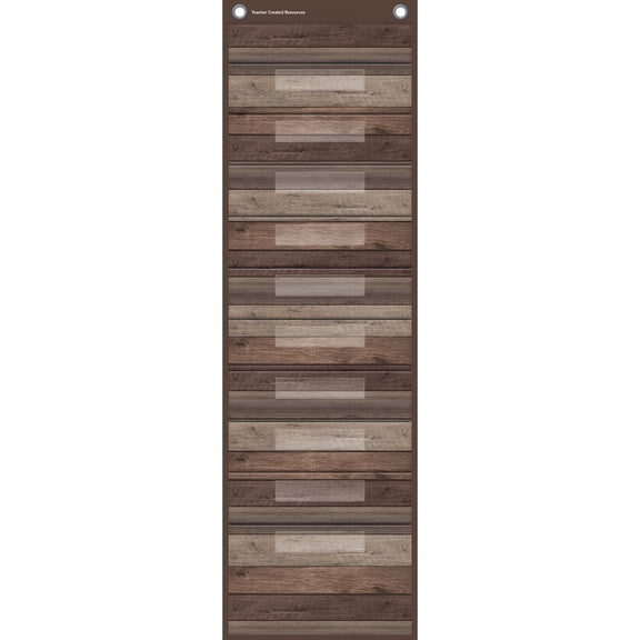 Teacher Created Resources Dark Wood Design 10 Pocket File Storage Pocket Chart, 14" x 58"