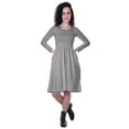 thumbnail image 1 of Moomaya Robe à Manches Longues pour Femmes, Taille Rassemblée, Coupe Décontractée, avec Poches, 1 of 7