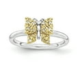 thumbnail image 1 of Sterling Silver&14k YG-plated Stackable Expressions Diamond Butterfly Ring Size 7, 1 of 3