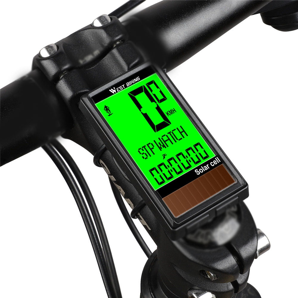 WEST BIKING Wireless Bike Computer Solar Energy MTB Backlight Speedometer 