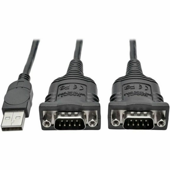 Tripp Lite 6ft 2-Port USB to DB9 Serial FTDI Adapter Cable with COM Retention