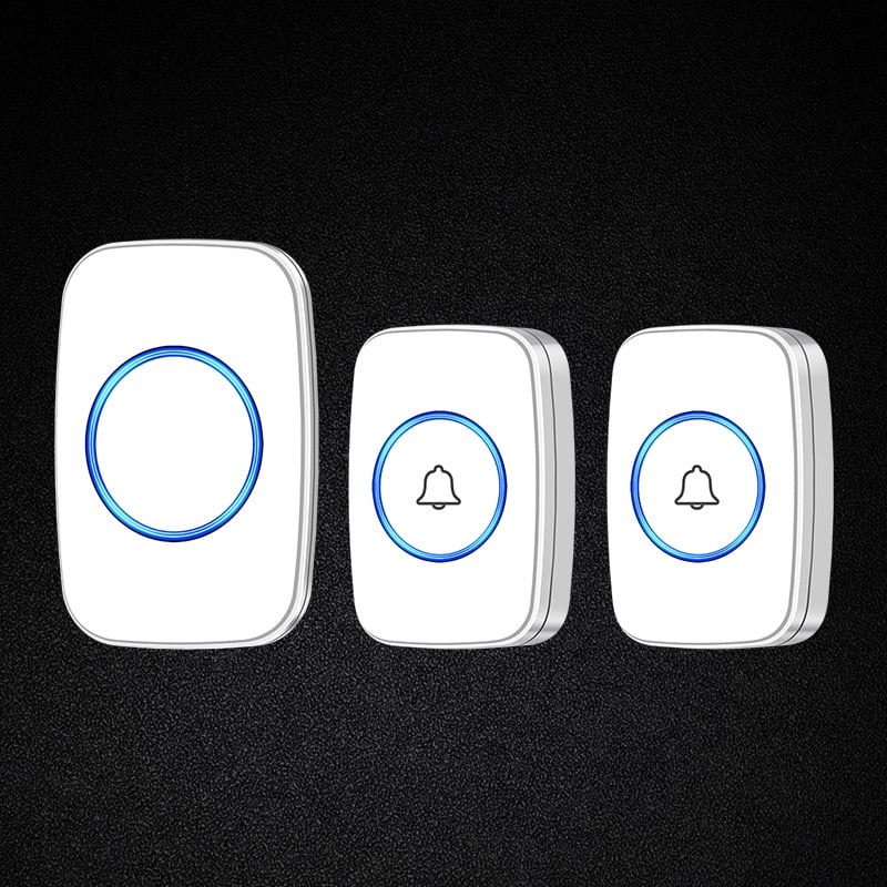 Wireless Doorbell, Waterproof Door Bell Kit, Distinguish front and rear doors, Over 1000 feet Range and 60 Chime, 5 Levels Volume and LED Flash, for Home Office Classroom(WHITE)