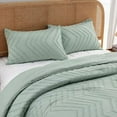 thumbnail image 4 of Sage Green Queen Size Comforter Sets, 3 Pieces Lightweight Chevron Tufted Bedding Comforter Set, Fluffy Down Alternative Comforter Bed Set Gift Choice (90x90In Comforter and 2 Pillowcases), 4 of 8