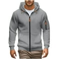 thumbnail image 2 of Viluyesy Mens Sweatshirts Casual Fashion Regular Fit Full Zipper Fleece Lined Hoodies Fall and Winter Clothes for Men Gray Size M, 2 of 6
