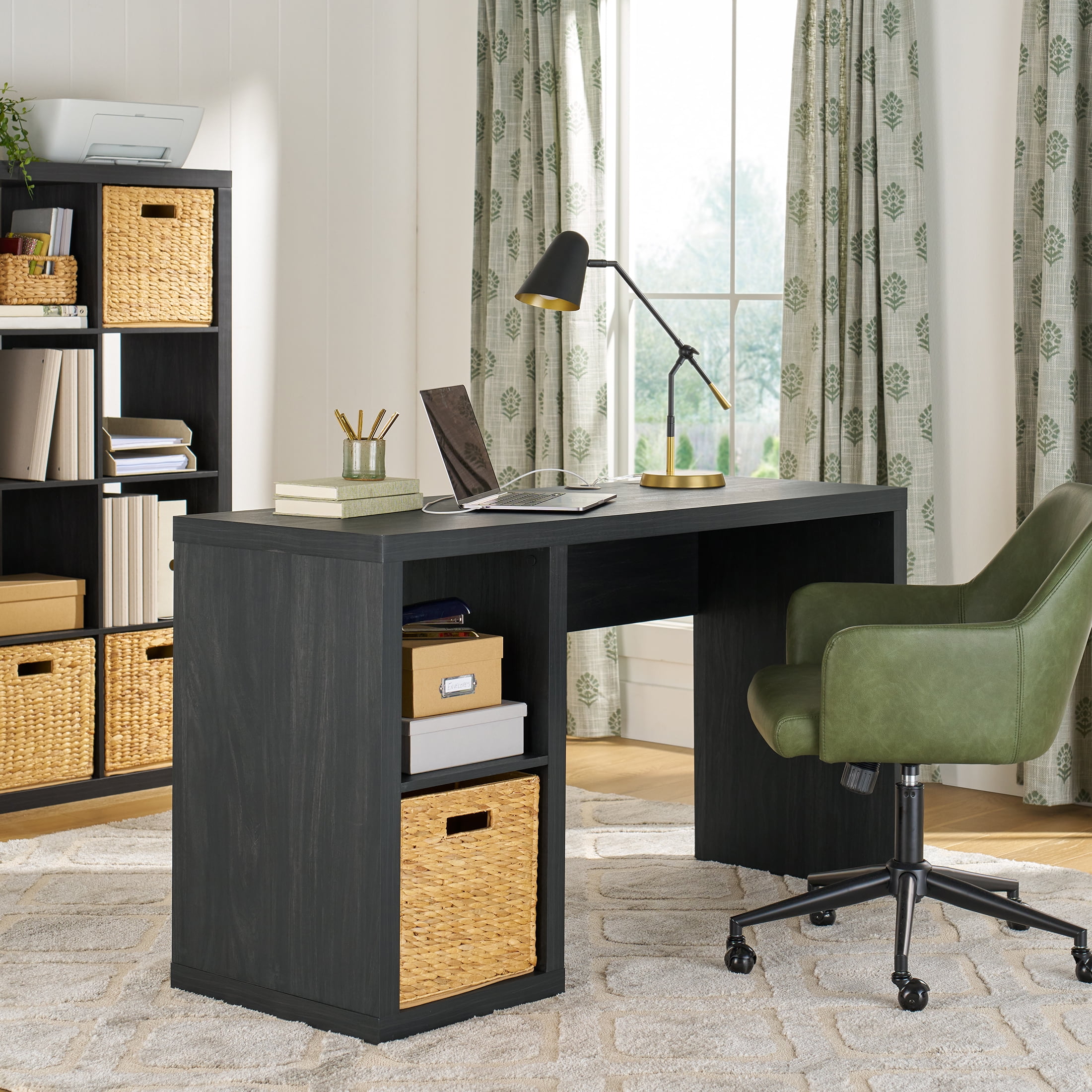 Better Homes & Gardens Cube Storage Office Desk, Charcoal