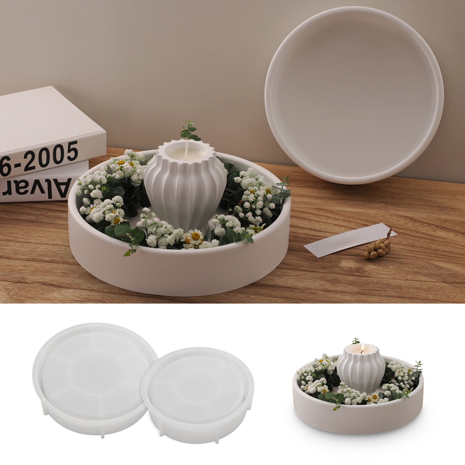 COMEET Storage Bowl Molds,Round Storage Bowl Silicone Molds Candle Tray Molds Plaster Molds Epoxy Resin Molds Castings Molds Flower Pots Molds