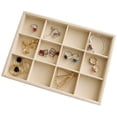 thumbnail image 2 of shiyou-Premium Grade Beige Velvet Jewelry Organization Tray 12 Removable and Rearrangeable Grids Organizer Stackable Drawer Divider Insert Closet Organizer, 2 of 4