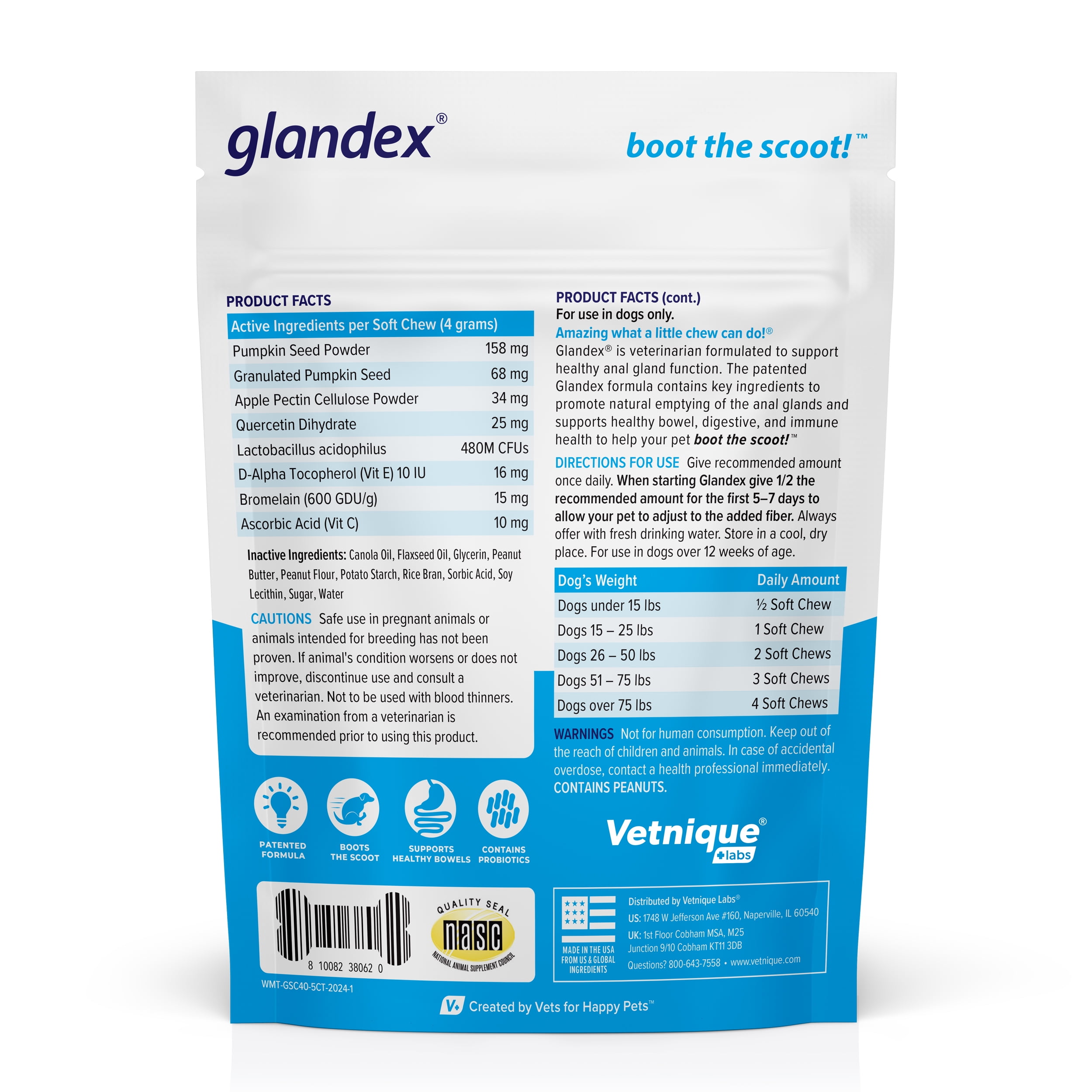 Glandex Digestion Supplement for Dogs 120ct Peanut Butter Soft Chews Walmart