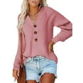 thumbnail image 1 of Seyurigaoka Women Casual Loose Style Sweater, Solid Color Long Sleeve V-neck Knitwear, 1 of 3