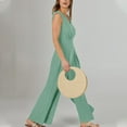 thumbnail image 6 of Puntoco Jumpsuit for women Clearance Womens Summer Solid Casual Sleeveless Suspender Long Jumpsuit Green 10(XL), 6 of 9