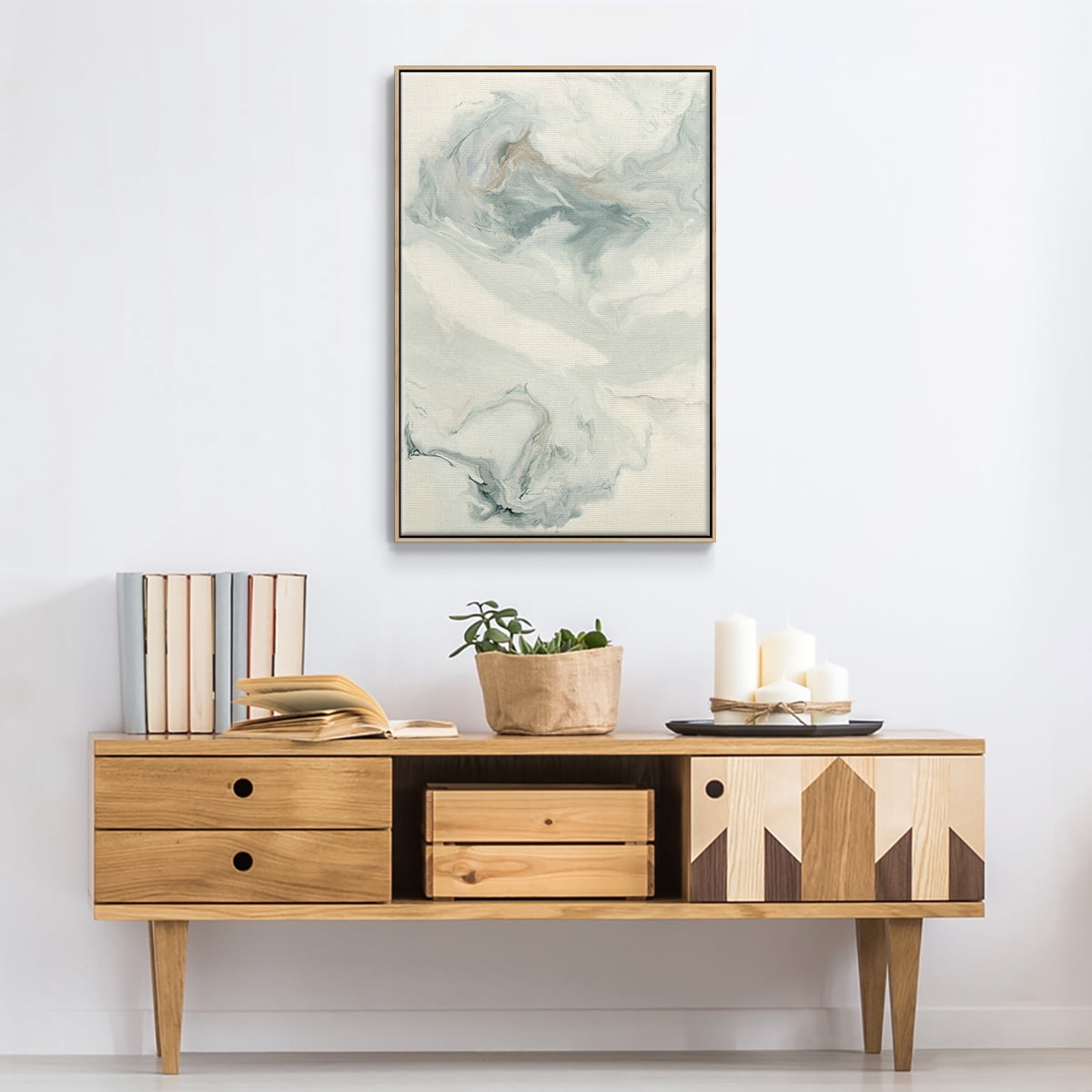 Untitled Framed Premium Gallery Wrapped Canvas - Ready to Hang - 25 x 37 - Natural Wood Floating Frame