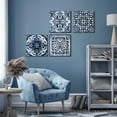 thumbnail image 5 of Bedroom Decor Canvas Wall Art Flower Pattern Prints Bathroom Abstract Pictures Modern Navy Framed Wall Decor Artwork for Walls Hang for Bedroom 4 Pieces Wall Decoration Size 14x14 Each Panel, 5 of 6