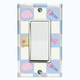 thumbnail image 1 of Metal Light Switch Wall Plate Outlet Cover (Blue White Toy Chest Crate Box Star Check Pattern - Single Rocker), 1 of 2