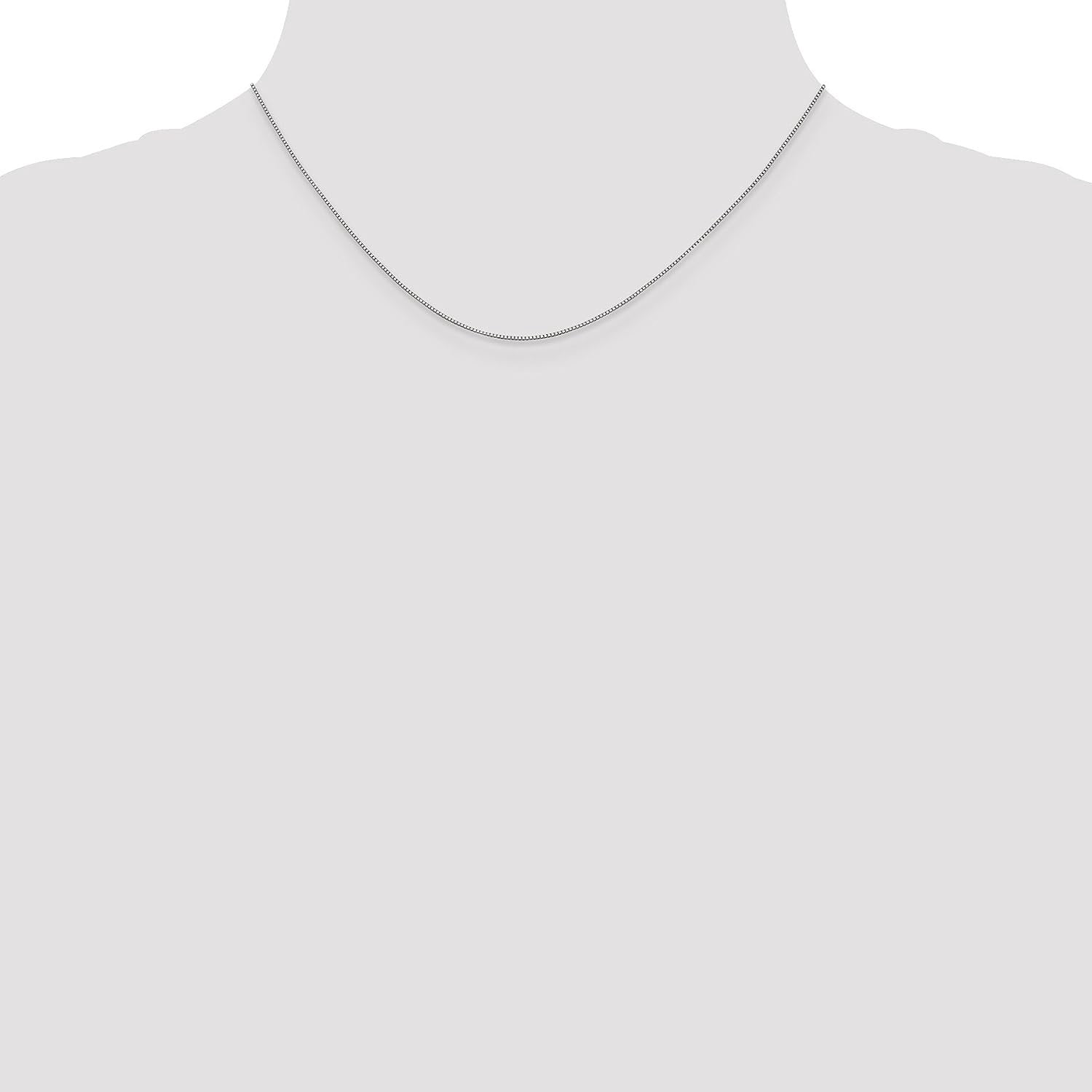 Avariah Diamonds Solid 10K White Gold 0.9mm Box Chain - 16"