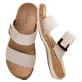 thumbnail image 4 of Littleplum Women's Arch Support Sandals Wide Leather Strap Casual Summer Beach Sandals for Women,Apricot,Size 7, 4 of 11