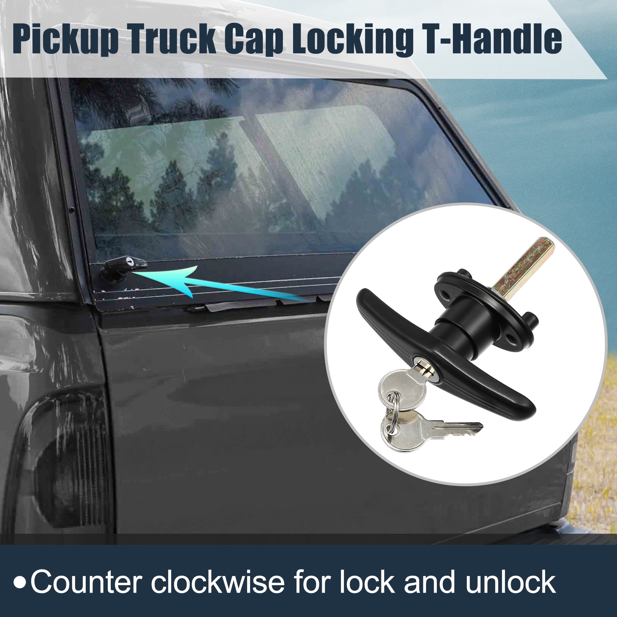 Unique Bargains Truck Cap Locking T-Handles for Pickup Truck Cap Camper Shell 2 Keys 1 Set