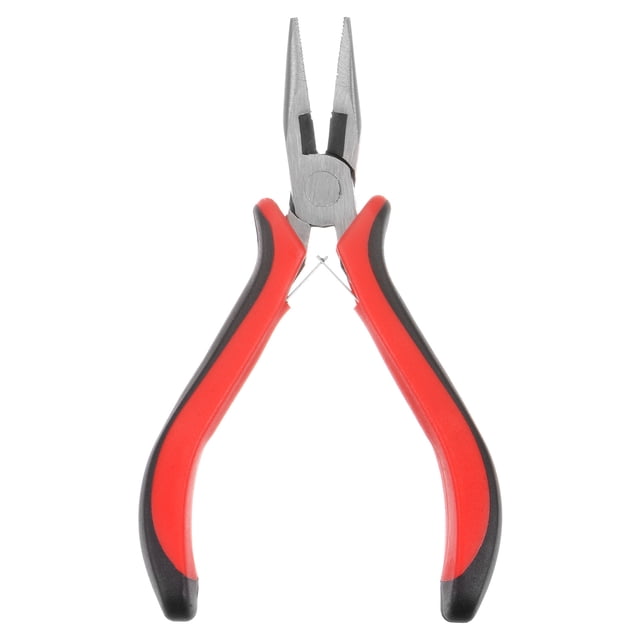 Mini Aguja Punta Pinzas 4.5 Pulgadas Dentado Precisión Pinzas con Plástico Mango para Bricolaje Artesanía Joyería Fabricación