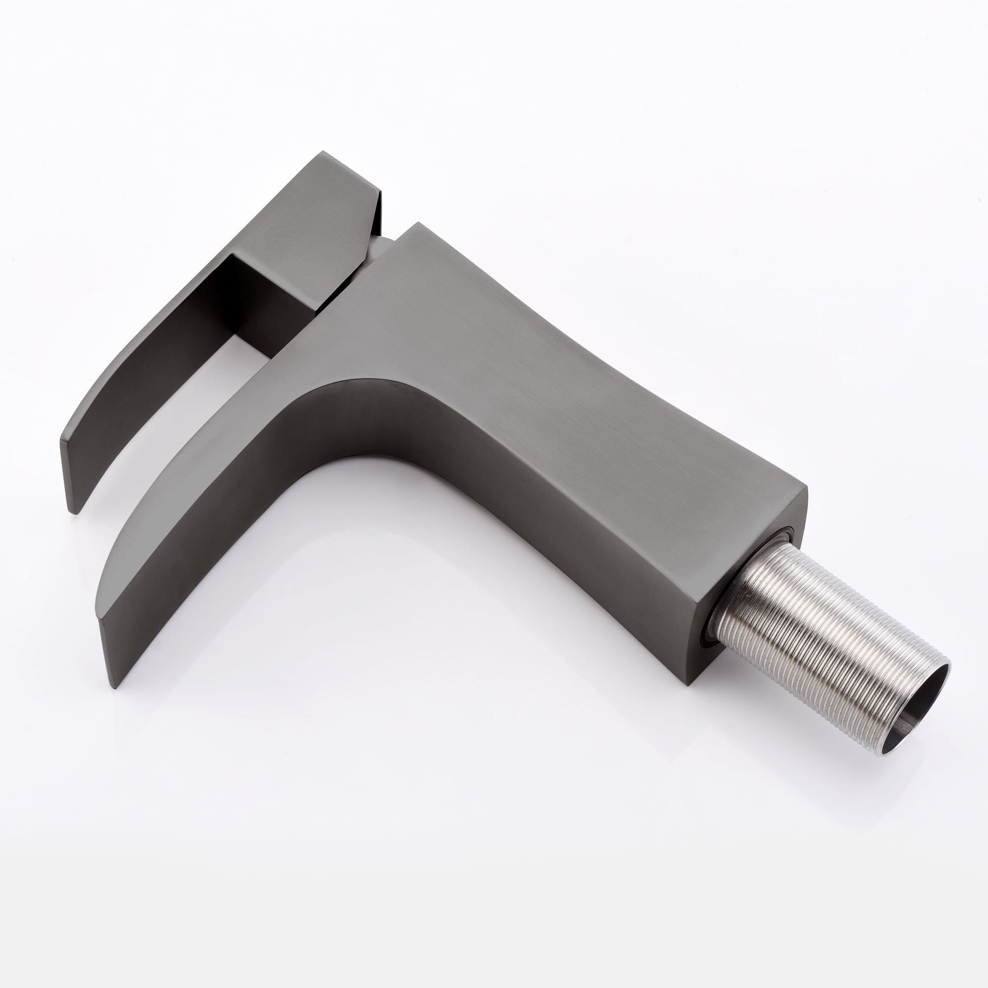 SUMERAIN Waterfall Bathroom Faucet Single Handle Single Hole Metallic Gray Lavatory Sink Faucet Stainless Steel