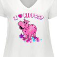 thumbnail image 4 of Inktastic I Love Hippos with Pink Hippo and Flowers Women's Plus Size V-Neck T-Shirt, 4 of 5
