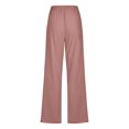 thumbnail image 4 of pstuiky Women Linen Pants, Fashion Womens Casual Solid Color Elastic Loose Pants Straight Wide Leg Trousers Pants Pants for Women Juniors Pants, 4 of 6