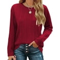 thumbnail image 3 of Fantaslook Womens Tops Textured Long Sleeve Shirts Casual Fall Tops Lightweight Pullover, 3 of 9