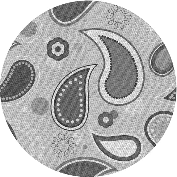 Ahgly Company Indoor Round Patterned Platinum Gray Area Rugs, 8' Round