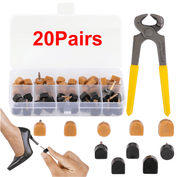 20 Pairs Shoe Heel Repair Set, 5 Different Sizes Heel Tips for High Heel Shoes Replacement Parts, High Heel Replacement Tips for Women