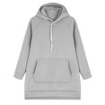 thumbnail image 3 of Sweatshirt Dress Women Split Hem Clothes Football Sweatshirts Tunic Tops Long Sleeve Tops Lounge Daily Shirts Workout Tops Basic Tees Tshirt Travel Casual Oversized Baggy Hoodie Plain Hoodies, 3 of 6