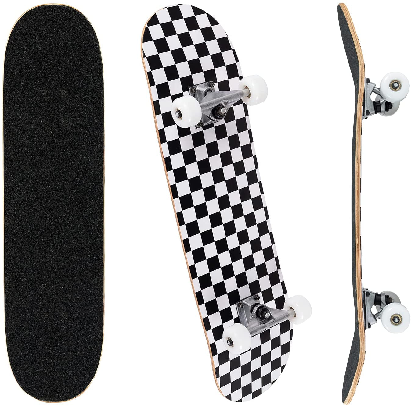 Umineux Complete Skateboard Made of Maple, Checker, 31 In. x 8 In