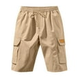 thumbnail image 3 of Men's Cargo Shorts Elastic Waistband with Drawstring Pockets Lightweight Breathable Knee Length Cargo Shorts for Men, 3 of 7