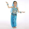thumbnail image 4 of Mercatoo Girls Belly Dance Outfit Dancer 𝐂𝐨𝐬𝐭𝐮𝐦𝐞 Handmade Chiffon Top and Pants Halloween Carnival Performance Wear Sets, 4 of 7