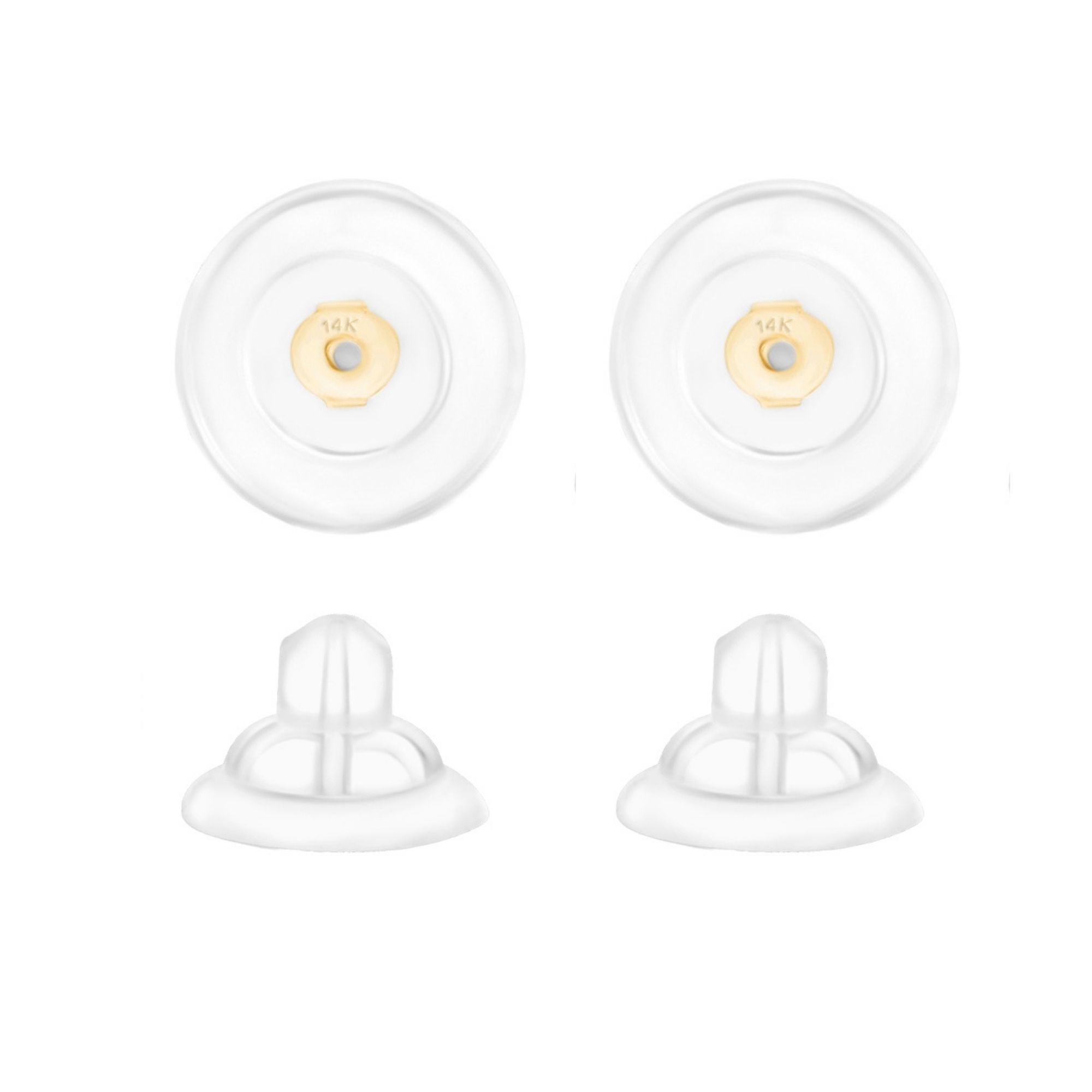 Universal EZback Earring Backs Soft Clear Silicone and 14k Yellow Gold
