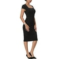 thumbnail image 5 of INSPIRE CHIC Women's Bodycon Pencil Dress Cap Sleeve Formal Work Knee Length Sheath Dresses S Black, 5 of 7