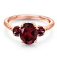 thumbnail image 3 of Gem Stone King 18K Rose Gold Plated Silver Red Rhodolite Garnet Engagement Ring for Women | 2.74 Cttw | Oval 9X7MM | Gemstone January Birthstone | Size 8, 3 of 6