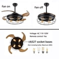 thumbnail image 3 of 42'' Rustic Retractable Ceiling Fan Light with Remote Control, Chandelier Style, E27 Bulb Compatible, Ideal for Living Room, Bedroom, Kitchen, 3 of 10