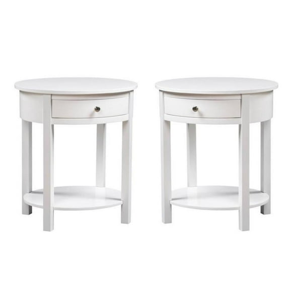 Home Square Accents Cypress End Table in White Wood Finish - Set of 2