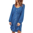 thumbnail image 3 of Hanerdun Women Long Sleeve Dresses Female Casual Crew Neck Mini Dress Blue 2XL, 3 of 5