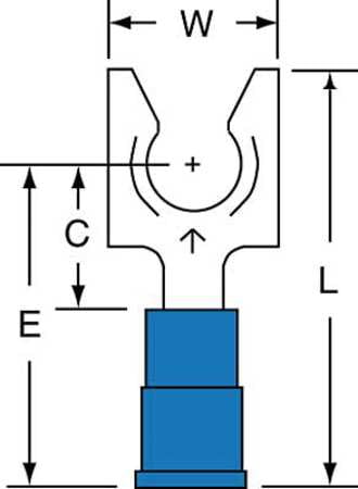 3M MVU14-14FLK Fork Terminal, Blue, 16 to 14 AWG, PK1000 by 3M