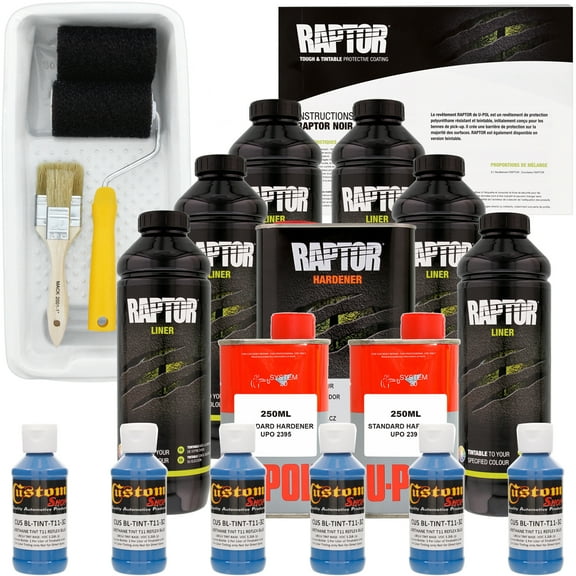 Raptor Reflex Blue Urethane Spray-On Truck Bed Liner Roller,Tray, Brush 6 Liters