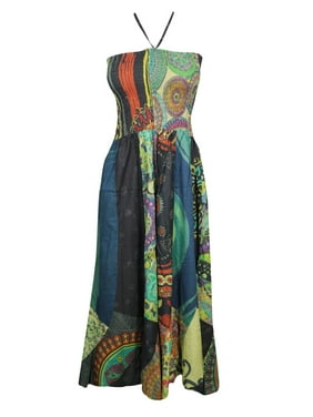 Mogul Women Maxi Dress Beach Party Sundress Backless Trendy Halter Neck Dresses S/M