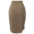 thumbnail image 4 of A2Y Women's Elastic Waist Self Tie Tulip Hem Side Pocket Skirt Mocha S, 4 of 5