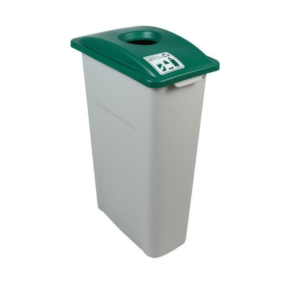 Sturdy Essentials Waste Wise 23 Gallon Recycled HDPE Waste and Recycling Bin for Commercial Spaces - (Green/Grey, Cans & Bottles)