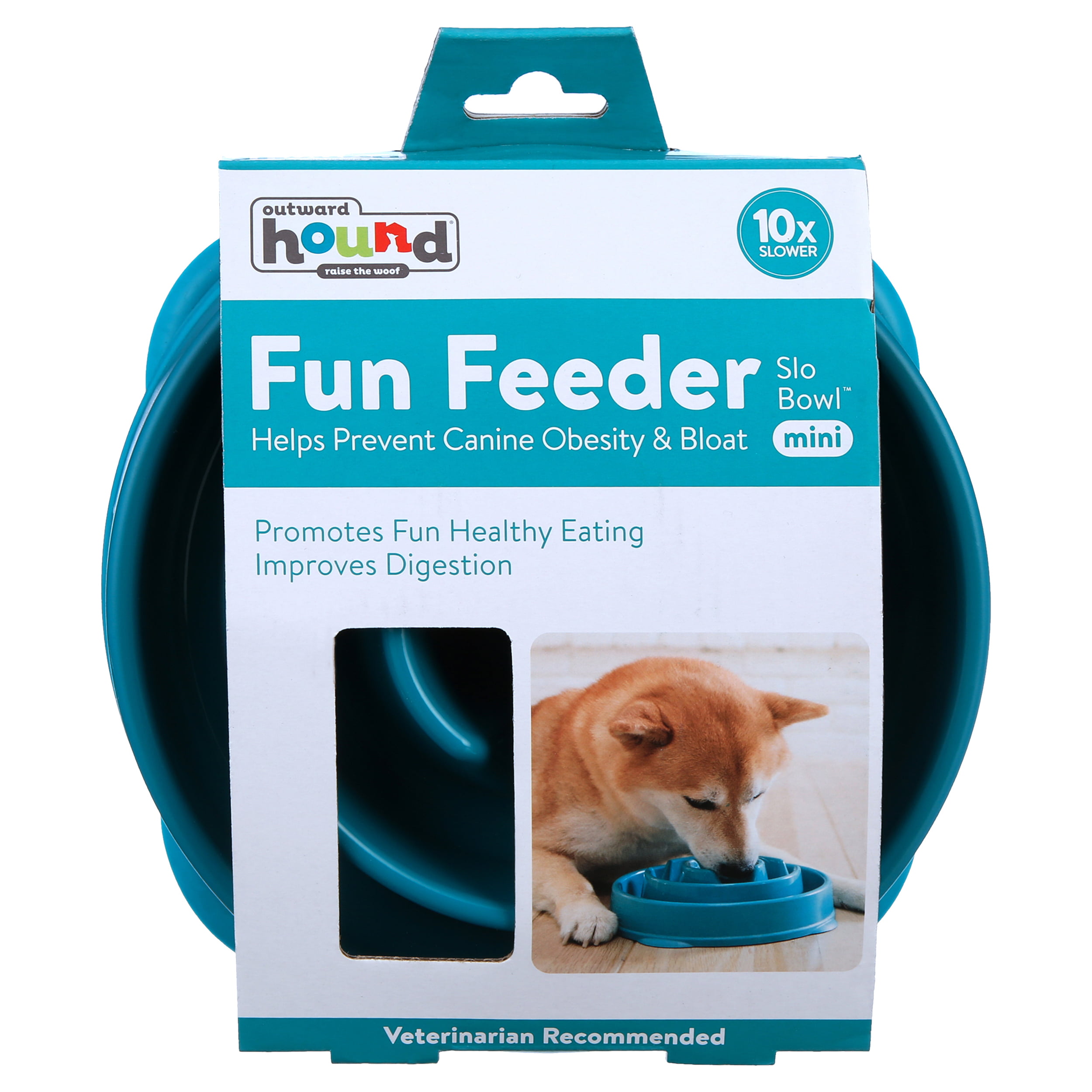 Outward Hound Fun Feeder Slo Bowl, Slow Feeder Dog Bowl, Turquoise,  Medium/Mini 