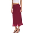 thumbnail image 3 of Asklazy Women’s Chiffon A-Line Maxi Skirt High Waisted Flowy Long Skirt Elastic Waist Business Casual Elegant Skirt for Work Office Daily Wear Summer,Wine Red,2XL, 3 of 10