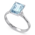 thumbnail image 2 of 2.50 T.C.W Emerald Cut Aquamarine Gemstone Classic Wedding Ring for Women Solid 14K White Gold Size 5.5 by Diamond-Capitals, 2 of 8